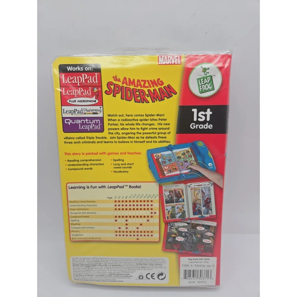 Leap Frog Leap Pad Spider-Man Book, Cartridge, And Case Complete